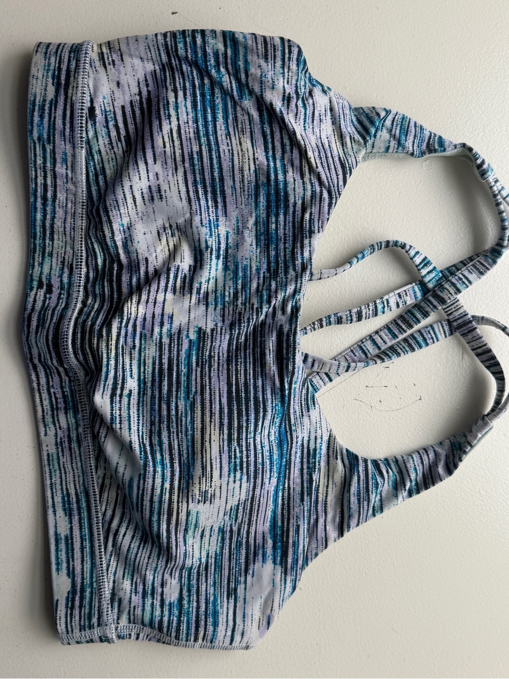 lululemon athletica Striped Blue, Teal & Black Sports Bra
